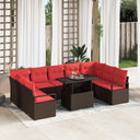 vidaXL Garden Sofa Set with Cushion Storage 10 pcs Brown Poly Rattan