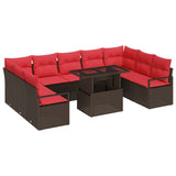 vidaXL Garden Sofa Set with Cushion Storage 10 pcs Brown Poly Rattan