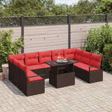 vidaXL Garden Sofa Set with Cushion Storage 10 pcs Brown Poly Rattan
