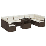 vidaXL Tuinbank Set met kussen met opslag 11 pcs Zwart poly rattan