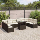 vidaXL Tuinbank Set met kussen met opslag 11 pcs Zwart poly rattan