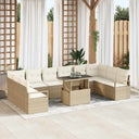 vidaXL Tuinbank Set met kussen met opslag 11 pcs Zwart poly rattan