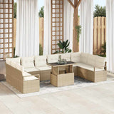 vidaXL Tuinbank Set met kussen met opslag 11 pcs Zwart poly rattan