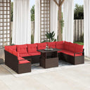 vidaXL Garden Lounge Set with Cushion and Storage 11 pcs Brown Poly Rattan