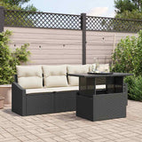 vidaXL Tuinbank Set met opslag 5 pcs Zwart Poly rattan