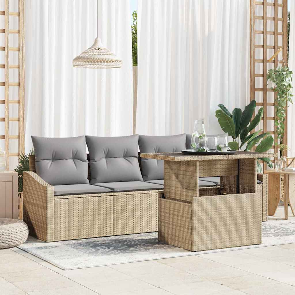 vidaXL Tuinbank Set met opslag 5 pcs Zwart Poly rattan