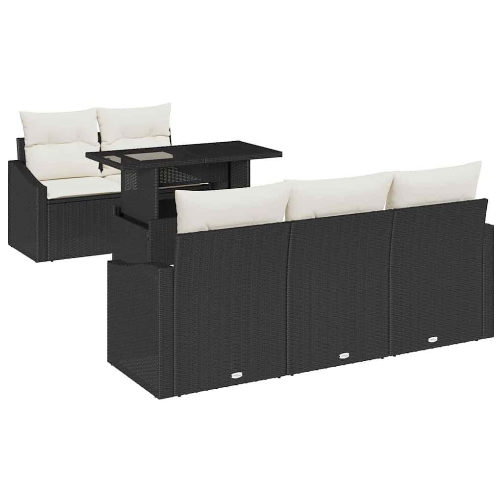vidaXL Tuinbank Set met opslag 6 pcs Zwart Poly rattan