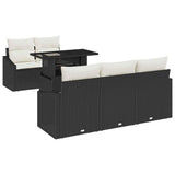 vidaXL Tuinbank Set met opslag 6 pcs Zwart Poly rattan