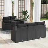 vidaXL Tuinbank Set met opslag 6 pcs Zwart Poly rattan