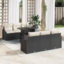 vidaXL Tuinbank Set met kussen met opslag 7 pcs Zwart poly rattan
