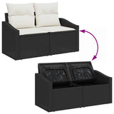 vidaXL Tuinbank Set met kussen met opslag 7 pcs Zwart poly rattan