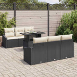 vidaXL Tuinbank Set met kussen met opslag 7 pcs Zwart poly rattan