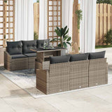 vidaXL Tuinbank Set met kussen met opslag 7 pcs Zwart poly rattan