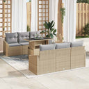 vidaXL Tuinbank Set met kussen met opslag 7 pcs Zwart poly rattan