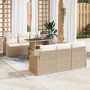 vidaXL Tuinbank Set met kussen met opslag 7 pcs Zwart poly rattan