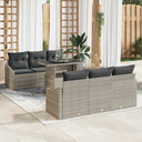 vidaXL Tuinbank Set met kussen met opslag 7 pcs Zwart poly rattan