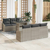 vidaXL Tuinbank Set met kussen met opslag 7 pcs Zwart poly rattan