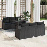 vidaXL Tuinbank Set met kussen met opslag 7 pcs Zwart poly rattan