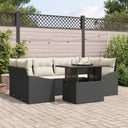 vidaXL Tuinbank Set met opslag 7 pcs Zwart Poly rattan