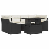 vidaXL Tuinbank Set met opslag 7 pcs Zwart Poly rattan