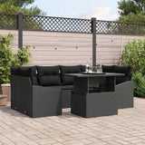 vidaXL Tuinbank Set met opslag 7 pcs Zwart Poly rattan