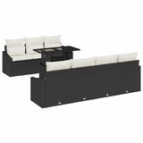 vidaXL Tuinbank Set met kussen met opslag 8 pcs Zwart poly rattan