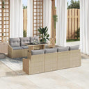vidaXL Tuinbank Set met kussen met opslag 8 pcs Zwart poly rattan