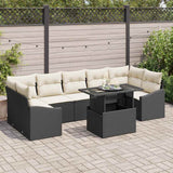 vidaXL Tuinbank Set met opslag 8 pcs Zwart Poly rattan