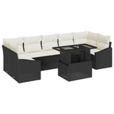 vidaXL Tuinbank Set met opslag 8 pcs Zwart Poly rattan