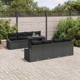 vidaXL Tuinbank Set met kussen met opslag 9 pcs Zwart poly rattan
