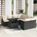 vidaXL Tuinbank Set met kussen met opslag 9 pcs Zwart poly rattan