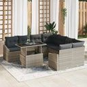 vidaXL Tuinbank Set met kussen met opslag 9 pcs Zwart poly rattan
