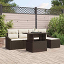 vidaXL Tuinbank Set met kussen 6 pcs Zwart en Crème poly rattan