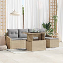 vidaXL Tuinbank Set met kussen 6 pcs Zwart en Crème poly rattan