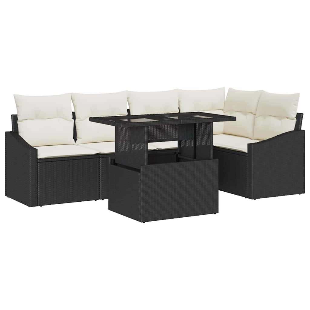 vidaXL Garden Sofa Set with Cushion and Storage 6 pcs Black and Cream