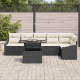 vidaXL Tuinbank Set met kussen met opslag 7 pcs Zwart en Crème
