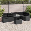 vidaXL Tuinbank Set met kussen met opslag 7 pcs Zwart en Crème