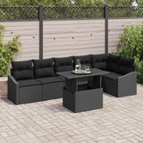 vidaXL Tuinbank Set met kussen met opslag 7 pcs Zwart en Crème