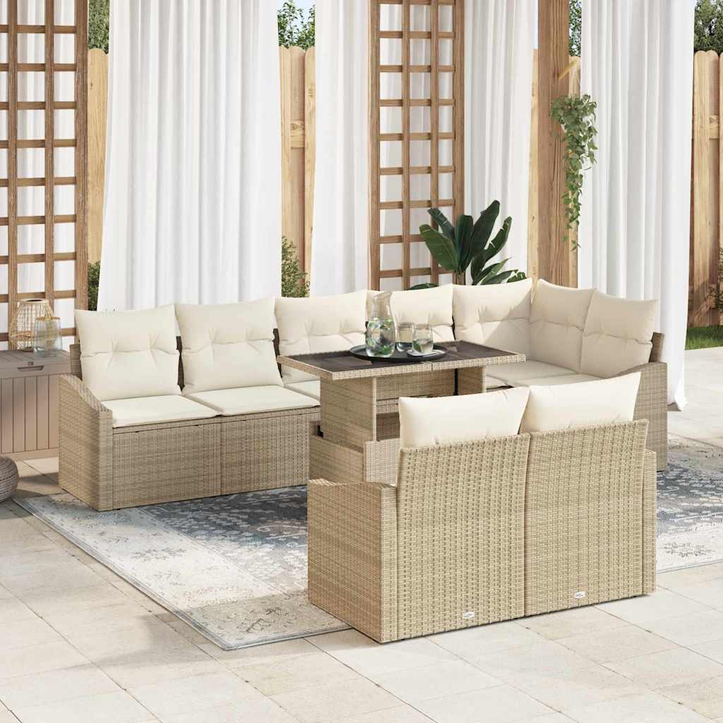 vidaXL Garden Bench Set with Cushion with Storage 9 pcs Black and Cream