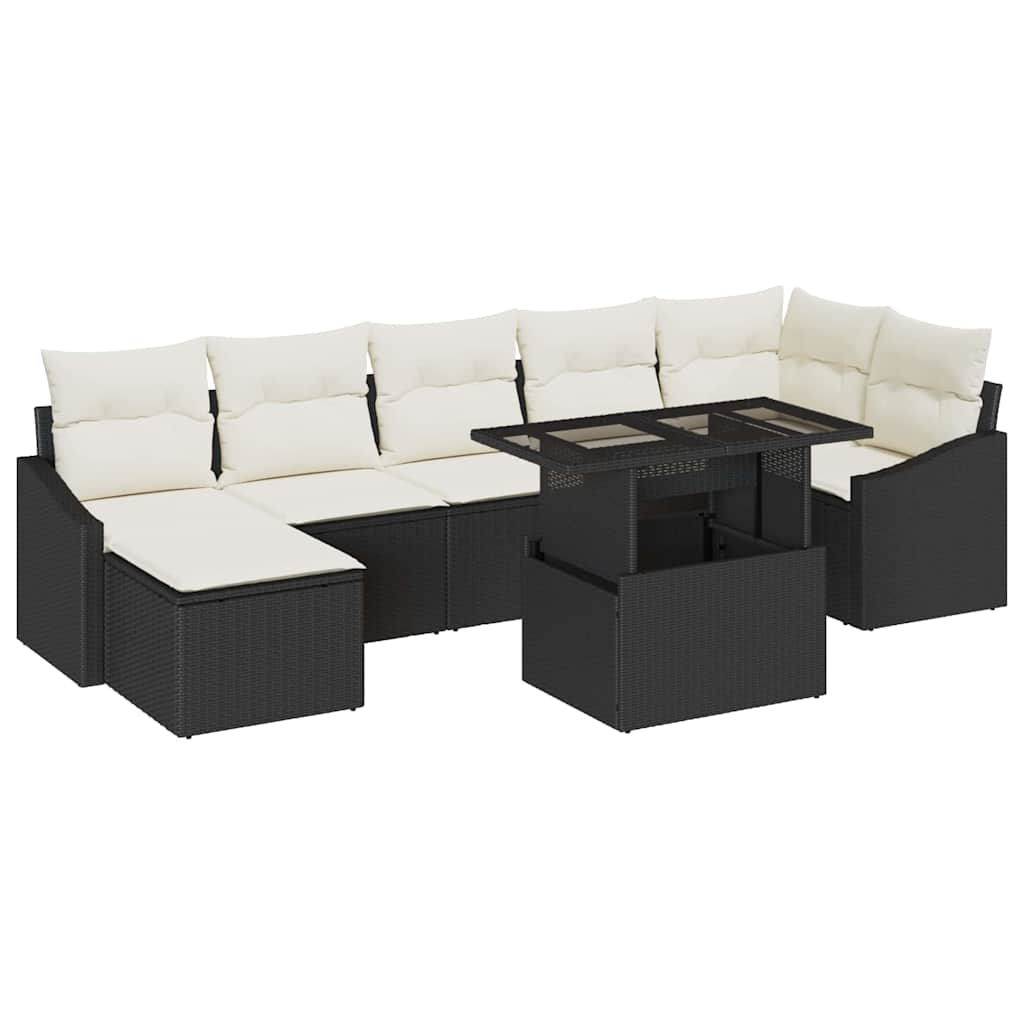vidaXL Garden Bench Set with Cushion with Storage 8 pcs Black and Cream