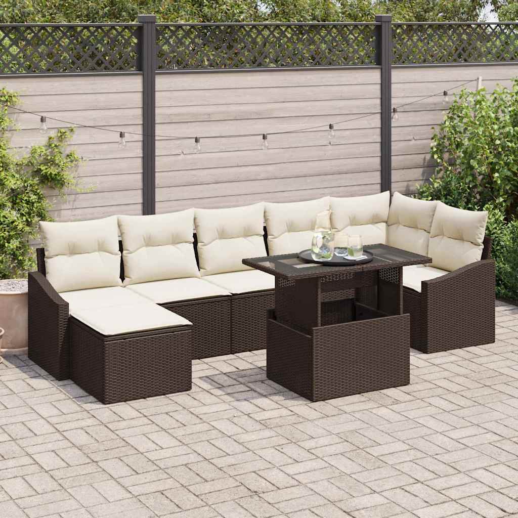 vidaXL Garden Bench Set with Cushion with Storage 8 pcs Black and Cream