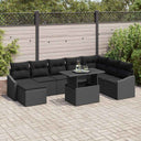 vidaXL Tuinbank Set met kussen met opslag 9 pcs Zwart en Crème