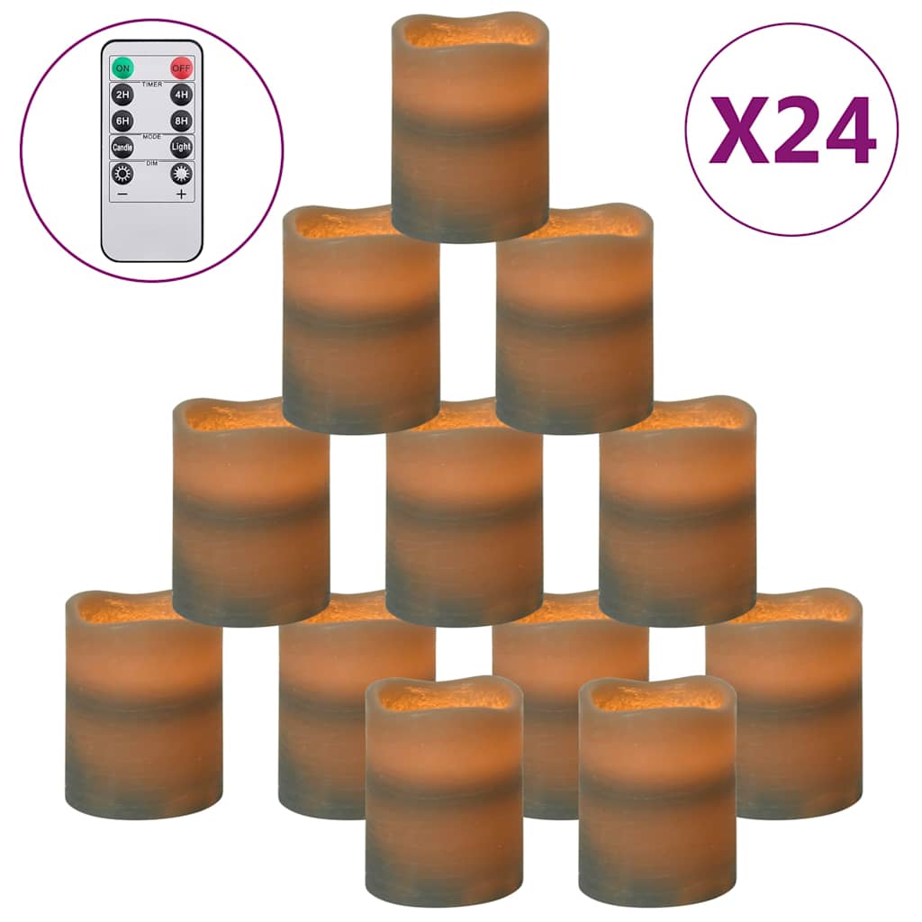 vidaXL Flameless LED Candles with Remote Control 24 pcs Warm White