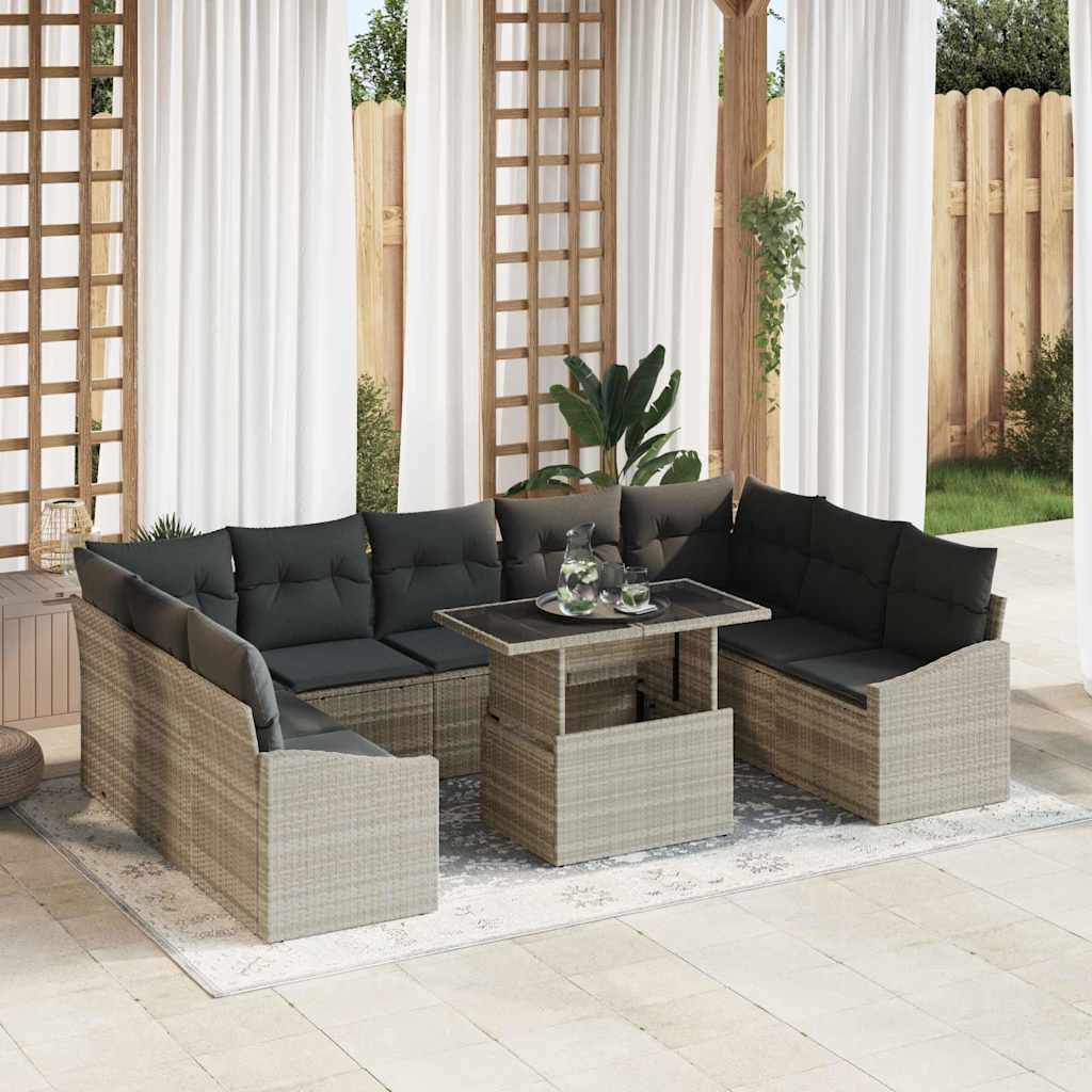 vidaXL Garden Sofa Set with Cushion Storage 10 pcs Black and Cream