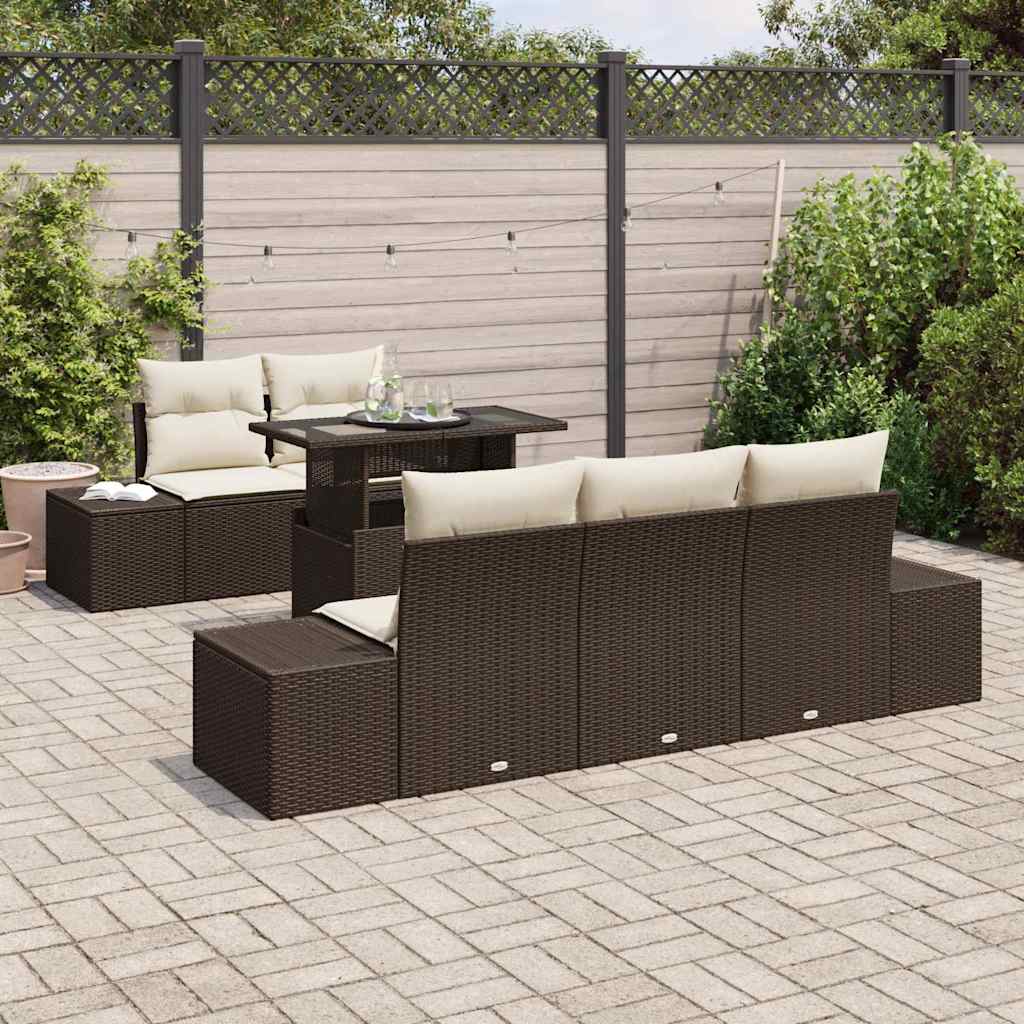 vidaXL Tuinbank Set met kussen met opslag 6 pcs Zwart en Crème
