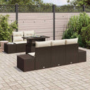 vidaXL Tuinbank Set met kussen met opslag 6 pcs Zwart en Crème
