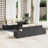 vidaXL Tuinbank Set met kussen 7 pcs Zwart en Crème