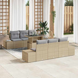 vidaXL Tuinbank Set met kussen 7 pcs Zwart en Crème