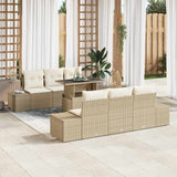 vidaXL Tuinbank Set met kussen 7 pcs Zwart en Crème