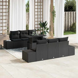 vidaXL Tuinbank Set met kussen 7 pcs Zwart en Crème